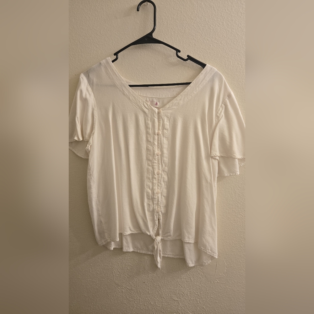 Women's White Button-Front Top